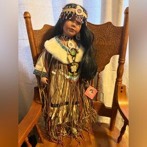 Native American Style Doll with Beaded Dress